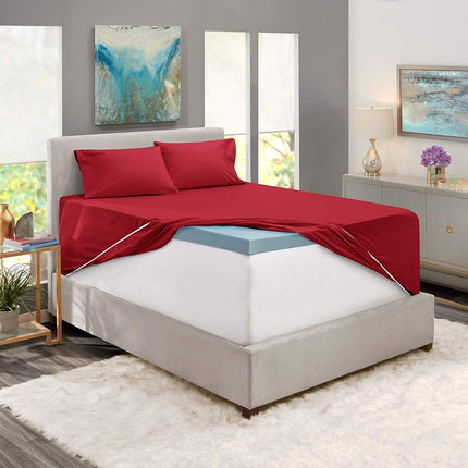 Nestl Twin Bed Sheet Set - Burgundy Red - 3-Piece Extra Deep Pocket