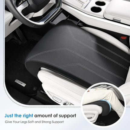 FLORICH Car Seat Extender Leg Extender Support Cushion for Driver Seats Office Chair, Leather Carseat Leg Support for Long Drivers Universal Car Seat Cushion Legs Rest Pads-Black