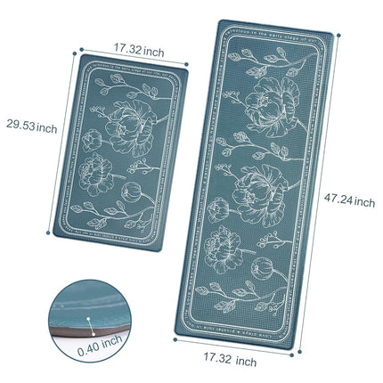 Kitchen Floor Mat Set of 2, Anti Fatigue Kitchen Mat 17"x47"+17"x29"