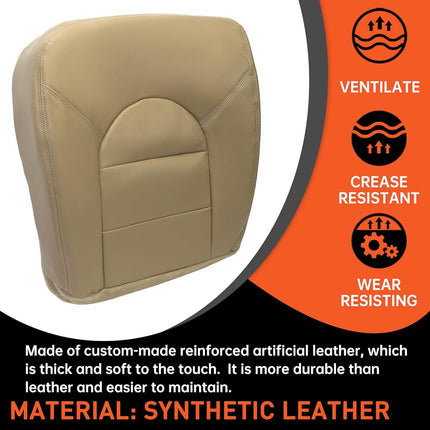 Housse de siège inférieure ECOTRIC compatible avec Ford F250 F350 F450 Lariat 1999 2000 - Côté conducteur, cuir artificiel, couleur : beige, avant gauche