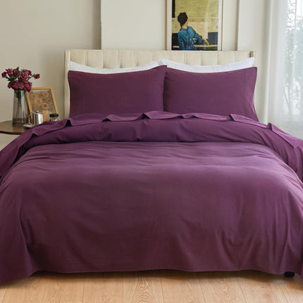 Elegant Comfort Soft 4-Piece 100% Turkish Cotton Flannel Sheet Set - Premium Quality, Deep Pocket Fitted Sheet, Ultra Soft, Cozy Warm and Anti-Pill Flannel Sheets - Twin, Purple