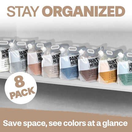 Paint Hero Paint Storage Bags - 1 Gallon Refillable Airtight Pouches with Funnel (8 Pack)