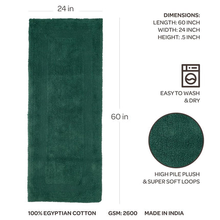 Bedford Home 100 Percent Cotton Reversible Long Bath Rug - Green - 24x60