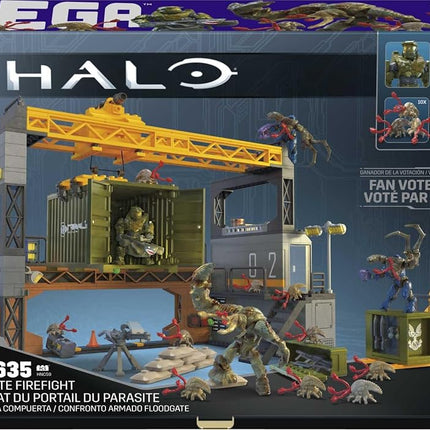 MEGA Halo Infinite Building Toys Set, Floodgate Firefight with 634 Pieces, 4 Micro Action Figures, Poseable Articulation, Accessories, Kids or Adult, HNC59