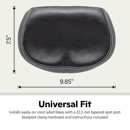 Asiento de bicicleta Schwinn Comfort para hombres y mujeres, acolchado de espuma suave, sillín de repuesto que se adapta a todas las bicicletas de adulto con tija de sillín estándar, sin nariz y sin presión, negro