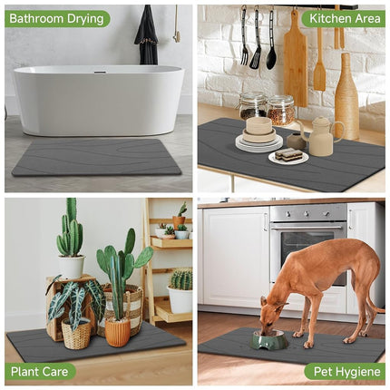 Tapis de bain en pierre Liyarya, tapis de douche en pierre de diatomée pour salle de bain, tapis de bain absorbant, tapis de sol de salle de bain antidérapant, séchage rapide, facile à nettoyer, 80 x 50 cm