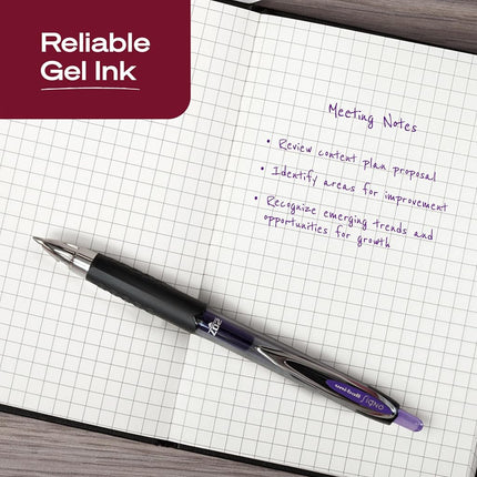 uniball Signo 207 Gel Pen, Retractable, Medium 0.7 Mm, Assorted Ink Colors, Black Barrel, 8/pack