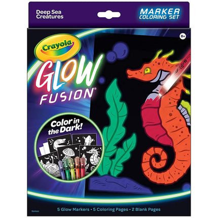 Crayola Glow Fusion - Deep Sea Critters (12pcs), Glow in The Dark Markers, Sea Creature Coloring Pages, Gift for Boys & Girls, Ages 8+