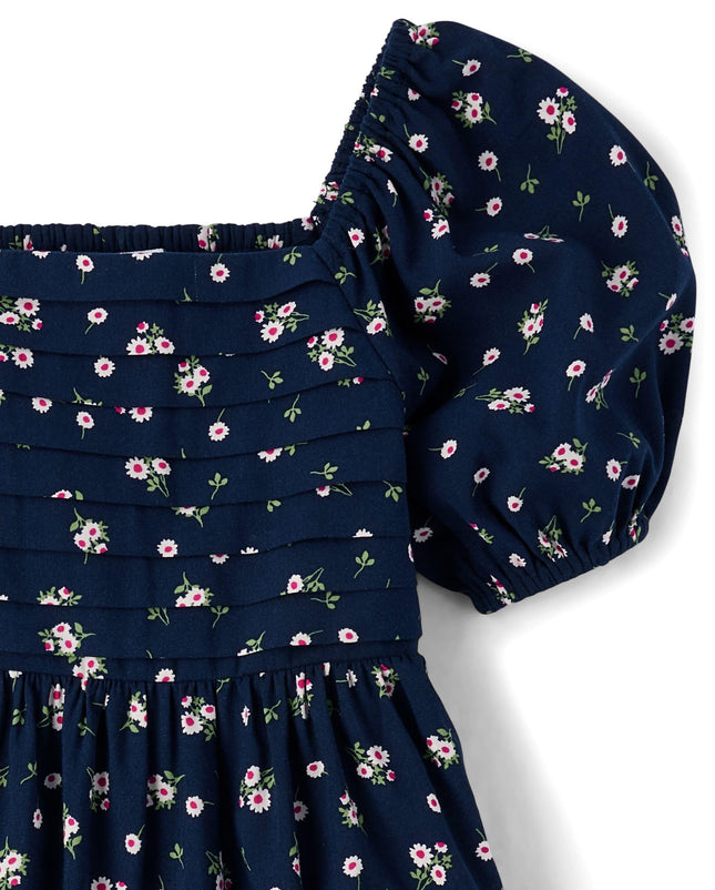 The Children's Place Robes de tous les jours à manches courtes pour filles, plissées à motif floral Tidal, TP