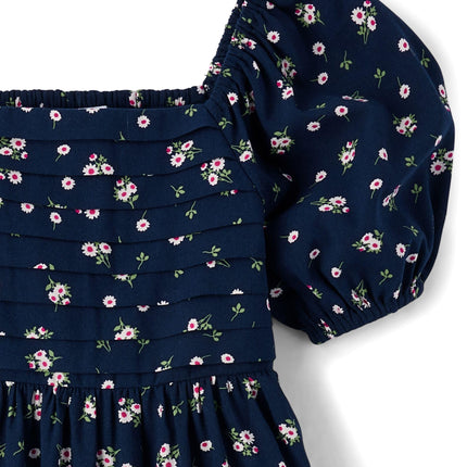 The Children's Place Girls' Short Sleeve Everday Dresses, Tidal Floral Pleated, Small