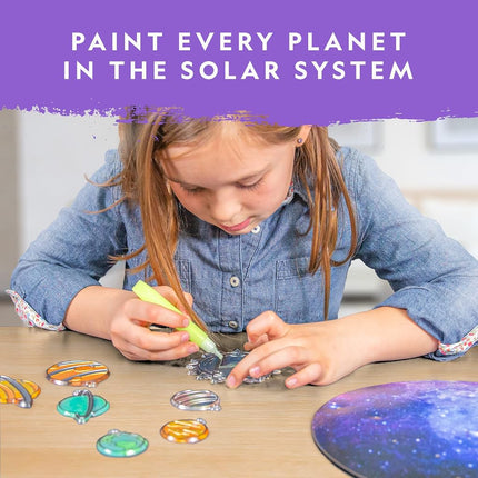 NATIONAL GEOGRAPHIC Kids Window Art Kit - "Stained Glass" Solar System Arts & Crafts Kit with Glow in the Dark Planets, Use as Window Suncatchers, Hanging Decor from Ceiling, Mobile, Space Room Décor