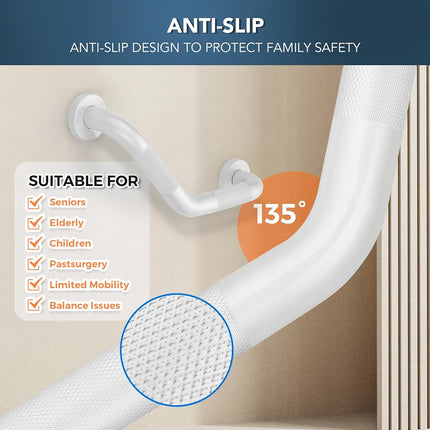 Grab Bars for Shower, 1 Pack, 16 Inch Angled Anti-Slip, White