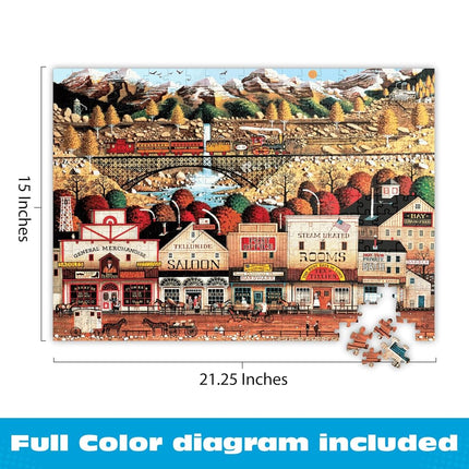 Buffalo Games - Charles Wysocki - Sleepy Town West - 300 Piece Jigsaw Puzzle for Adults - Challenging Puzzle Perfect for Game Nights - Finished Puzzle Size is 21.25 x 15.00
