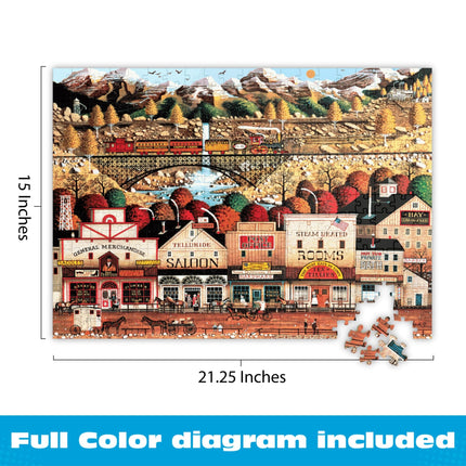 Buffalo Games - Charles Wysocki - Sleepy Town West - 300 Piece Jigsaw Puzzle for Adults - Challenging Puzzle Perfect for Game Nights - Finished Puzzle Size is 21.25 x 15.00