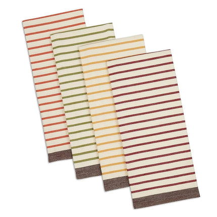 DII Decorative Embellished Dish Towel Set, Cotton, Harvest Stripe, 18x28