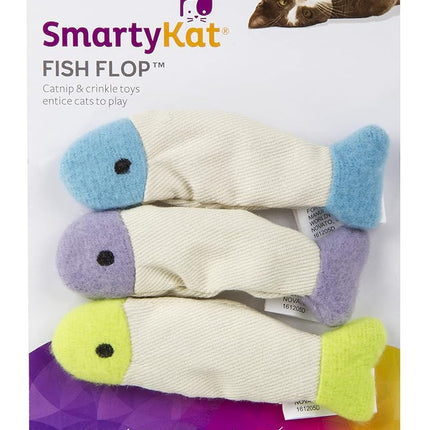 SmartyKat (paquete de 3) juguetes de pescado crujientes con hierba gatera para gatos - multicolor, paquete de 3