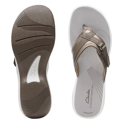 Clarks Women's Breeze Sea Flip Flop, New Pewter Synthetic, 2.5 UK M
