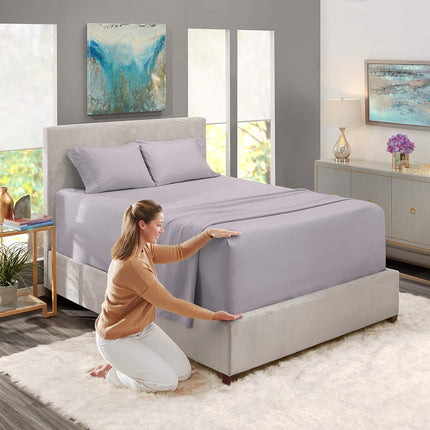 Nestl Twin XL Bed Sheet Set - Grey Lavender - 3-Piece Extra Deep Pocket