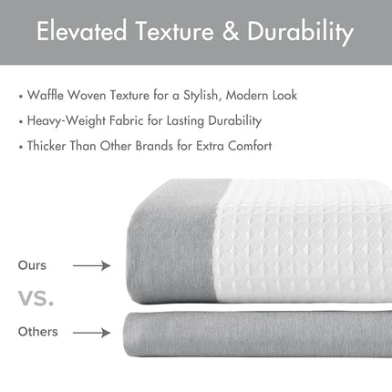 Madison Park Spa Waffle Shower Curtain Pieced Fabric with 3M Scotchgard Moisture Management Modern Home Bathroom Decorations, Tall 72"x84", Grey