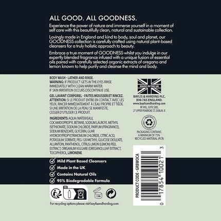 Baylis & Harding Goodness Oud Cedar & Amber 500ml Shower Gel Pack of 3