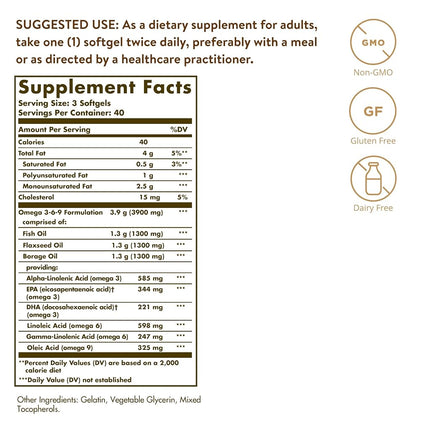 Solgar – EFA Omega 3-6-9 1300 mg, 120 Softgels