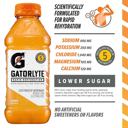 Bebida electrolítica Gatorlyte Rapid Rehydration, paquete variado de 3 sabores, botellas de 20 oz (paquete de 12)