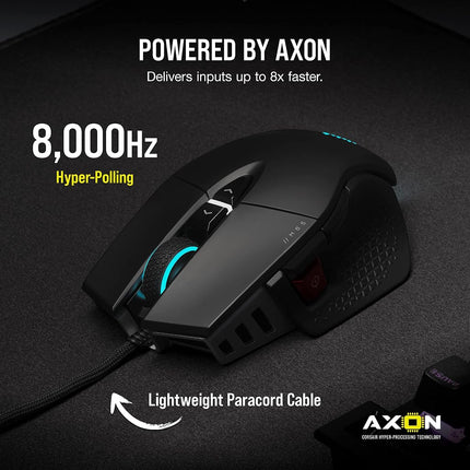 Corsair M65 RGB Ultra Tunable FPS Gaming Mouse Marksman 26,000 DPI Optical Sensor, Optical Switches, AXON Hyper-Processing Technology, Sensor Fusion Control, Tunable Weight System - Black