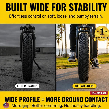 HEB ALLSCAPE 24x4 Ebike Tires, 24 Inch Bike Tires, Fat Tire, 2 Pack