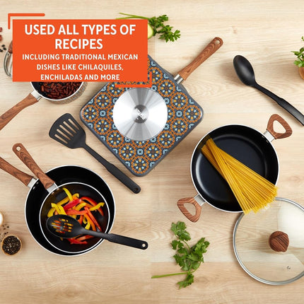 IMUSA Juego de utensilios de cocina de 10 piezas con diseño de Talavera mexicana y herramientas