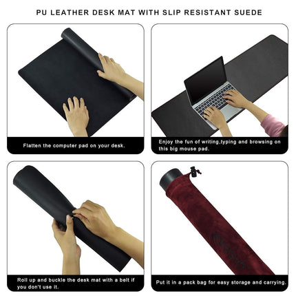 ZORESYN Desk Pad 74.8x19.7inch, Large Mouse pad Desk Mat, Waterproof PU Leather Desk Blotter Protector Desk Accessories with Non Slip Base for Home Office (Black)