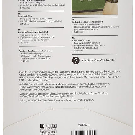 Cricut Gold | 10.1cm x 15.2cm (4" x 6") | 24 x Sheets | for use Foil Transfer Tool (Sold Separately)
