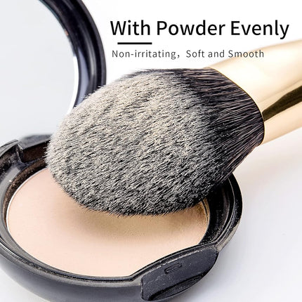 ENZO KEN Natural Black Goat Hair Makeup Brush Set with Case, Natural Hair Makeup Brushes Set Professional, Make up Brushes Set Professional, Natural Makeup Brushes, Natural Bristle Makeup Brushes.
