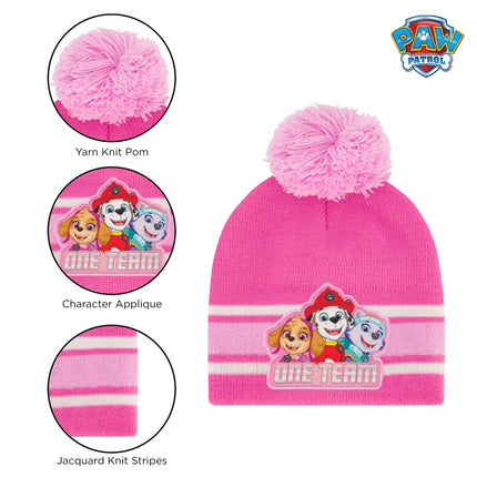 Nickelodeon girls Toddler Winter Hat, Scarf & Mittens Set 2-4 Or Paw Patrol Marshall Hat, Scarves & Kids Gloves Sets 4-7, Pink - Mittens Set, Ages 2-4