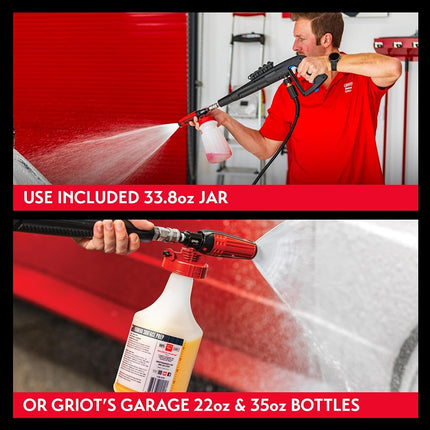 Griot's Garage Brilliant Finish Foam Cannon, for Pressure Washers, Apply Car Washes and Cleaners, ¼” Quick Connect. 33.8 Oz Jar, 51185