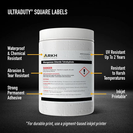 Avery UltraDuty GHS Labels, Waterproof, 1 X 1 Inch Square Labels, Pack of 1200 White Labels for Use with Pigment Inkjet Printers