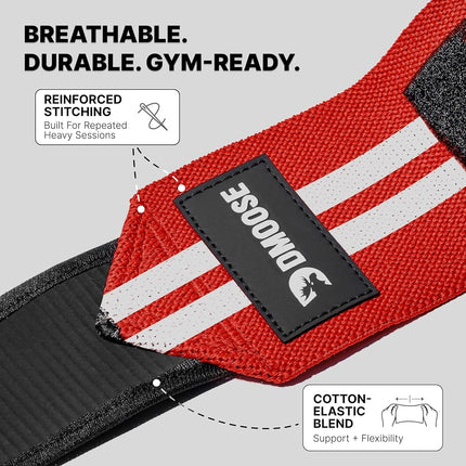 DMoose Fitness Elbow Wraps for Weightlifting (Pair) 40" Adjustable Brace for Joint Support, Pain Relief & Tendonitis-Elbow Straps for Weight Lifting, Bench Press & Gym Workouts, Band for Men & Women