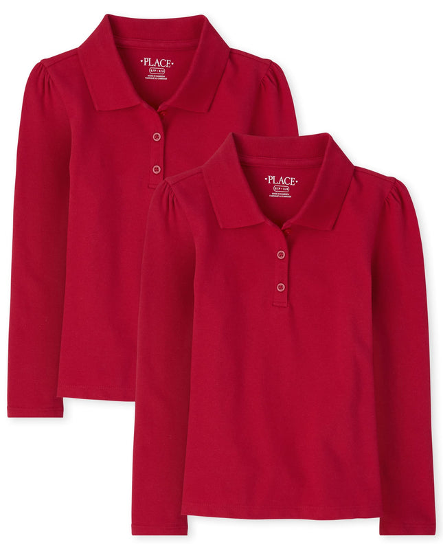 The Children's Place Girls' Long Sleeve Pique Polo