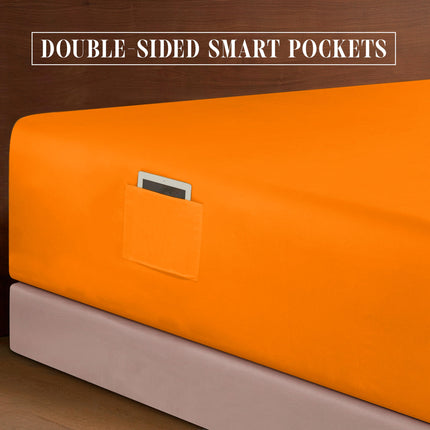 Elegant Comfort Luxurious 1500 Premium Hotel Quality Microfiber 4-Piece Sheet Set, 18-24 Inches Deep - Extra Deep Pocket Sheets - Ultra Soft 4PC Deep Pocket Sheets, King, Orange