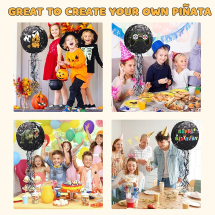 WERNNSAI Black Round Piñata