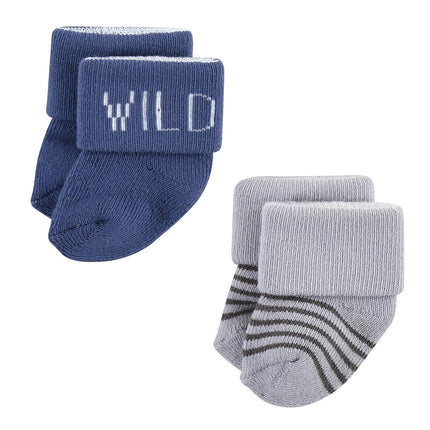 Hudson Baby Baby Girls' Cotton Rich Newborn and Terry Socks, Bear Boy 12-pack, 6-12 Months