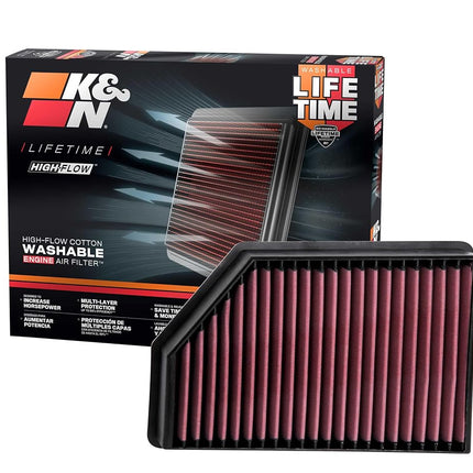 Filtro de aire de repuesto K&N compatible con Chevrolet Silverado 2500HD/3500HD 6.6 Diésel 2020- (33-5098)