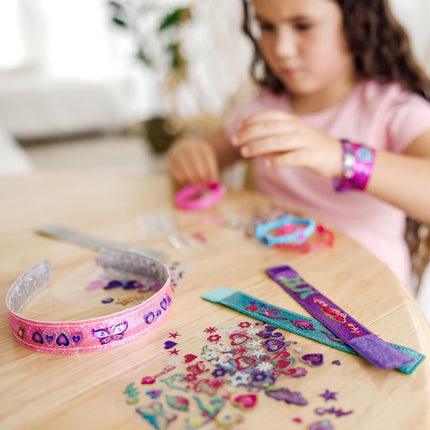 Melissa & Doug Design-Your-Own Jewelry-Making Kits - Bangles, Headbands, and BraceletsDIY Jewelry, Decorate with Stickers, Bracelet and Headband Crafting Set for Kids Ages 4+