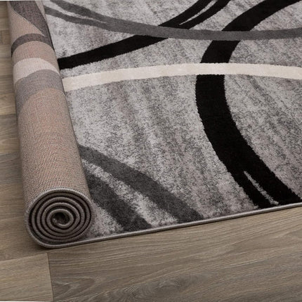 Rugshop Wavy Circles Design Accent Rug, Fade-Resistant Carpet for Entryway or Bathroom, Gray, 2'7" x 4'