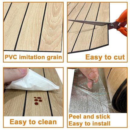 Yutianli PVC Slat Wall Panel Peel and Stick 118"x 15.7" Faux Wood Slat Panel Artificial Oak Wood Grain Self-Adhesive Soundproof 3D Wall Panel for Walls and Ceilings