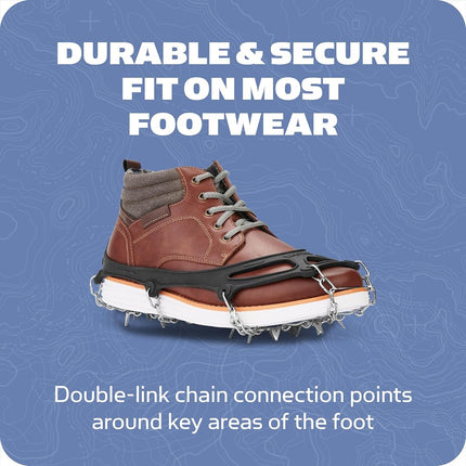 Yaktrax Adventure Grip - Durable Winter Traction Device with Stainless Steel Spikes for Ice and Snow, Flexible Thermoplastic Rubber Upper, Fits Various Footwear, Ideal for Hiking and Mountaineering