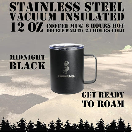 Aquapelli Vacuum Insulated Mug with Handle, 12 oz