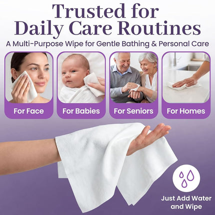 Lingettes sèches jetables ProHeal, paquet de 100 – Chiffons nettoyants ultra-doux non humidifiés pour adultes, incontinence, soins de bébé, démaquillage – 24,1 cm x 34,3 cm – Qualité hospitalière, durables