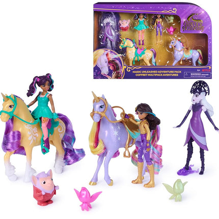 Unicorn Academy, Magic Unleashed Adventure Pack with Sophia, Ava, Ravenzella, Wildstar, Leaf and More, Dolls and Unicorn Toys for Girls Ages 4 and up