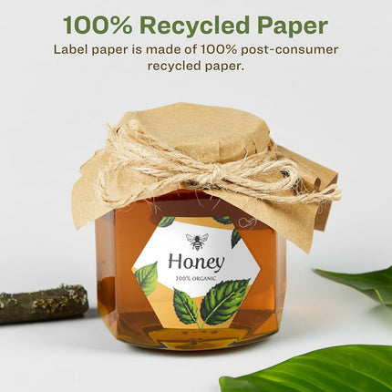 Avery EcoFriendly Matte White Recycled Hexagon Labels, 2-1/2" x 2-57/64", Print-to-The-Edge, Matte White Labels, Permanent Adhesive, Laser/Inkjet Printable, 150 Total