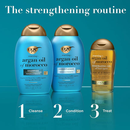 OGX Renewing + Argan Oil of Morocco Conditioner, Repair Conditioner & Argan Oil Helps Strengthen & Repair Dry, Damaged Hair, Paraben-Free, Sulfate-Free Surfactants, 25.4 fl. oz